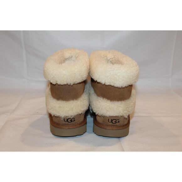 NIB UGG YOUTH 4 WOMEN'S 5.5-6 MINI SUEDE SHEARLING LINED BOOTS CHESTNUT - Picture 5 of 8